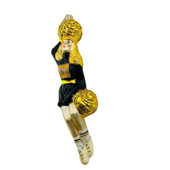 Glasscots Christmas Ornament Georgia Tech GT Cheerleader Figurine Glass - MIB - Picture 8 of 9